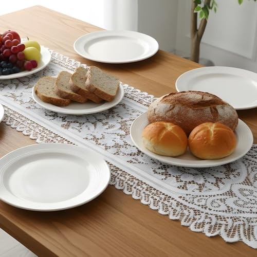2 Pack Cotton Crochet Lace Rectangular Table Runne – European-Style Hollowed