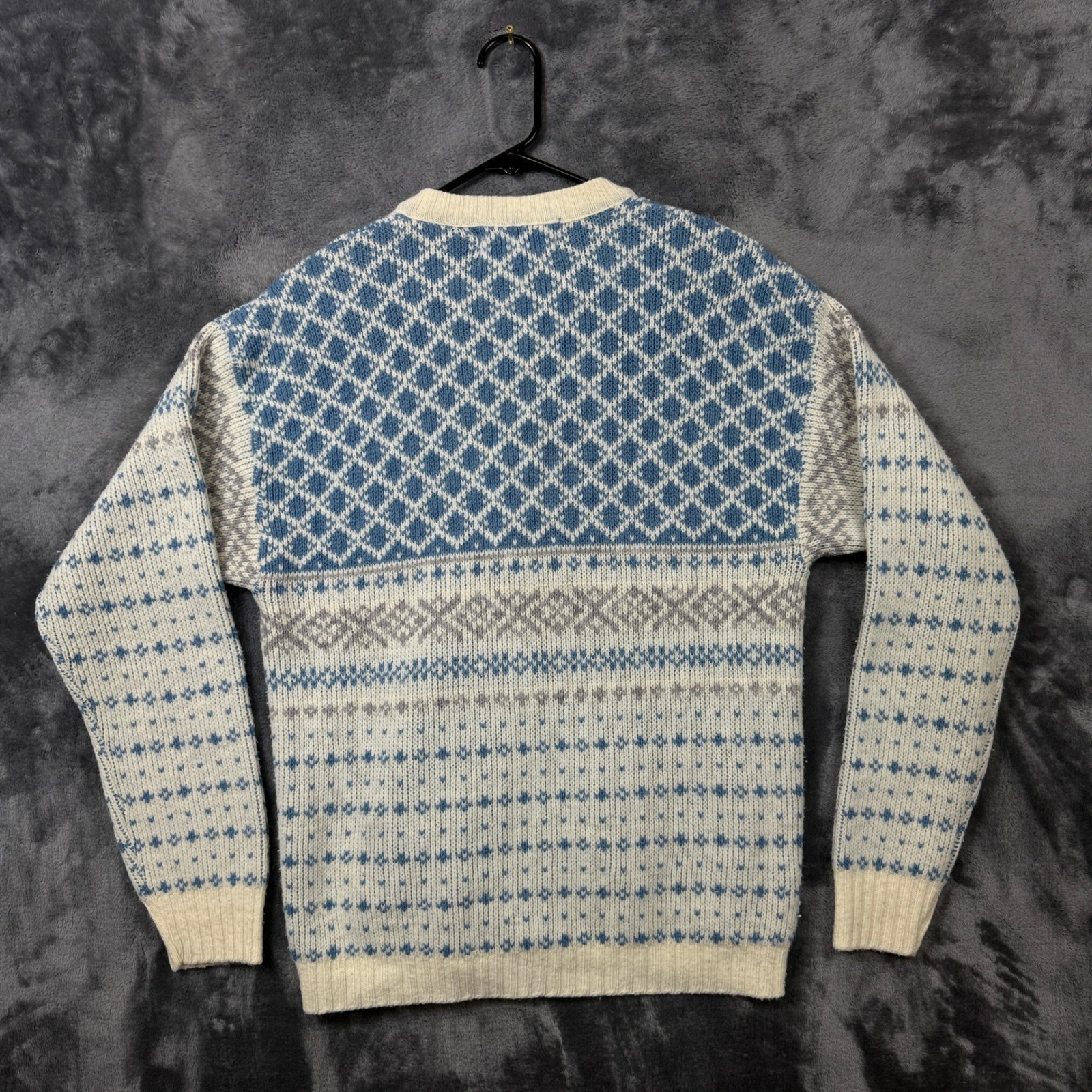 Jersild Cardigan Sweater Women 40 Blue Fair Isle Knit Vintage Made in USA Button