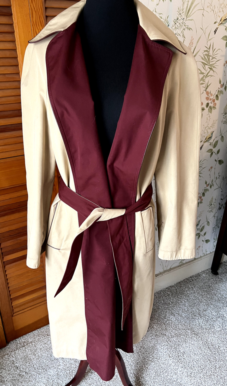 Vintage 1970’s Etienne Aigner Trench Rain Coat Jacket Reversible Size Small