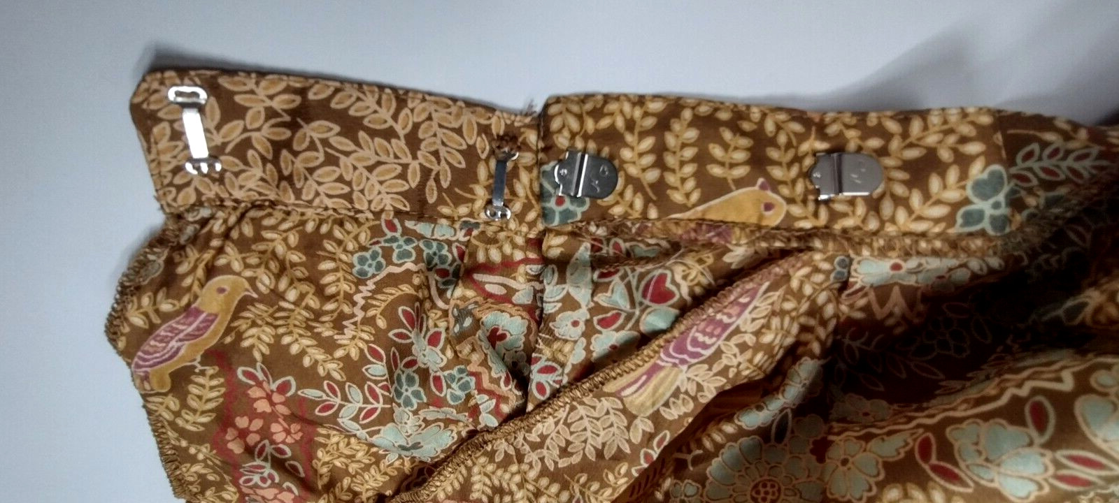 70s Boho Short Skirt Birds Paisley Brown Bronze Schrader Sport NY Medium
