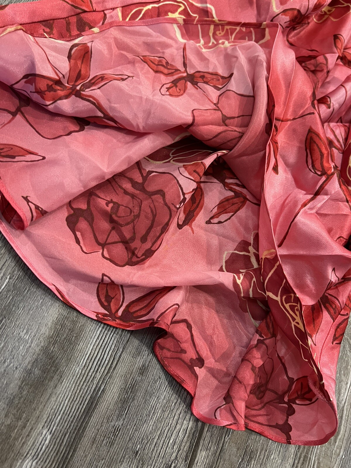VTG80’s Alexandra Nicole Women’s Red Pink Roses Doubled Spaghetti Straps Slip M
