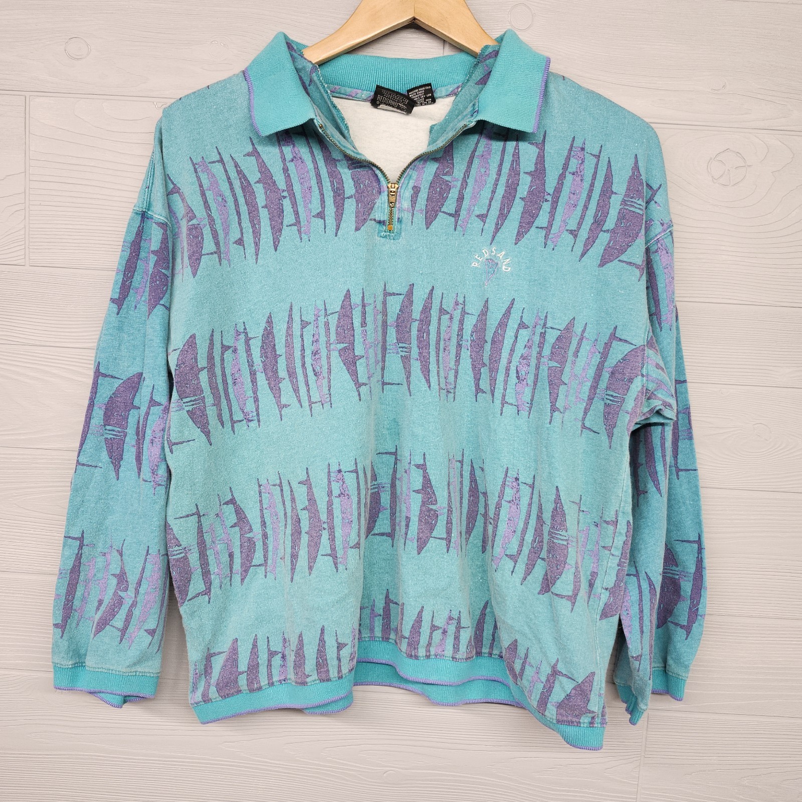 Vintage 80s 90s Volley Redsand Gear Retro Quarter Zip Shirt Womens L