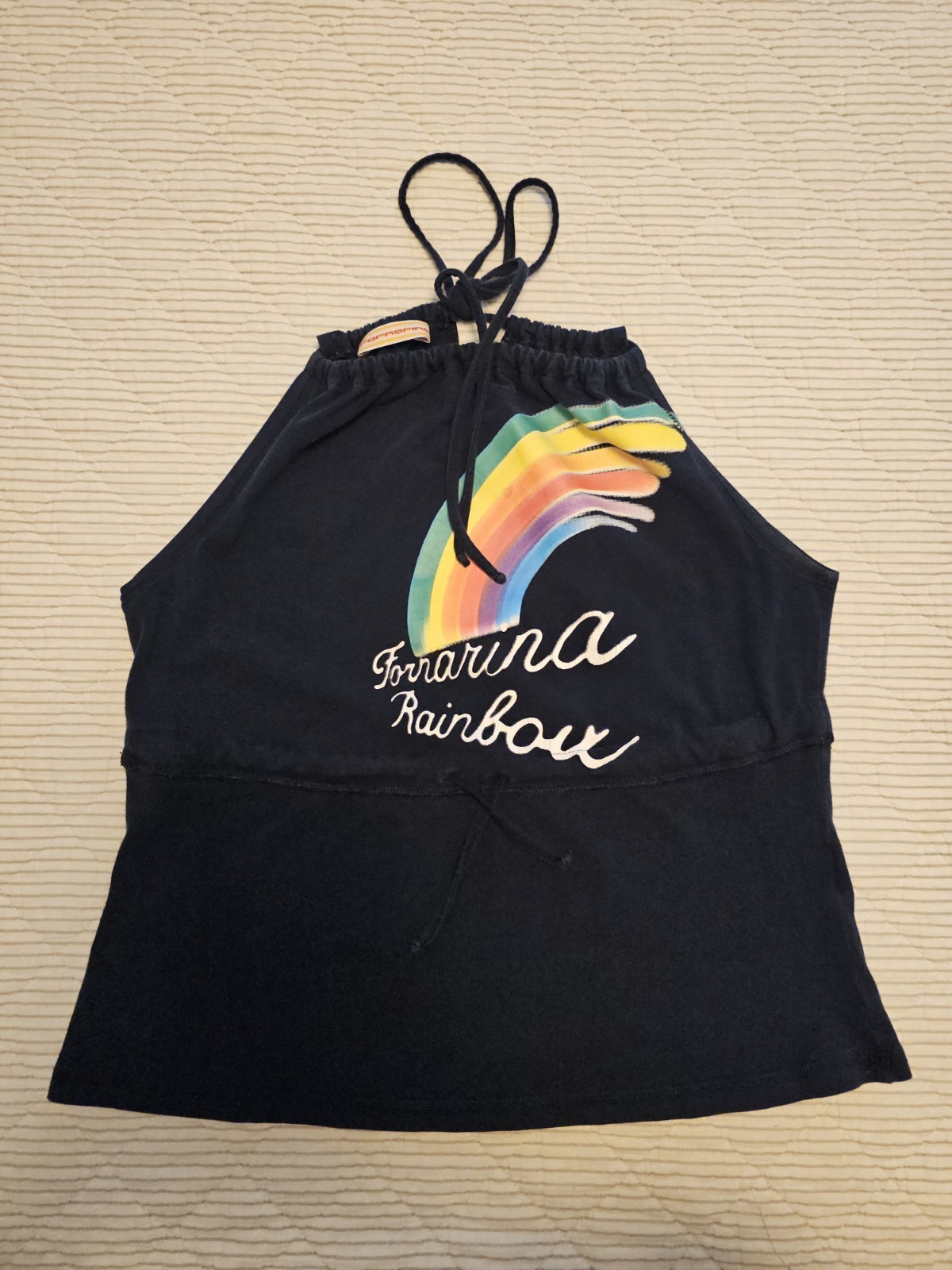 Vintage Y2K Fornarina Rainbow Halter Top Archival Graphic Crop Top – Fits…