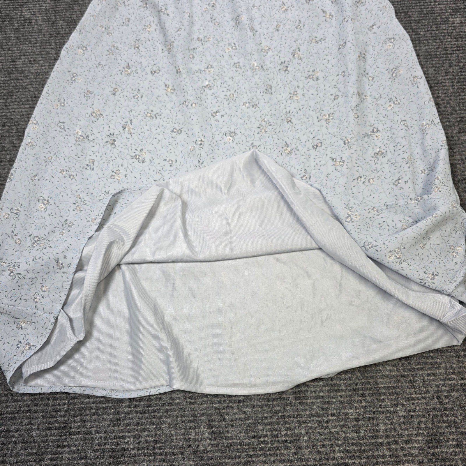 Vintage Laura Scott Floral Skirt Women’s Size L Blue Lined A-Line Cottagecore