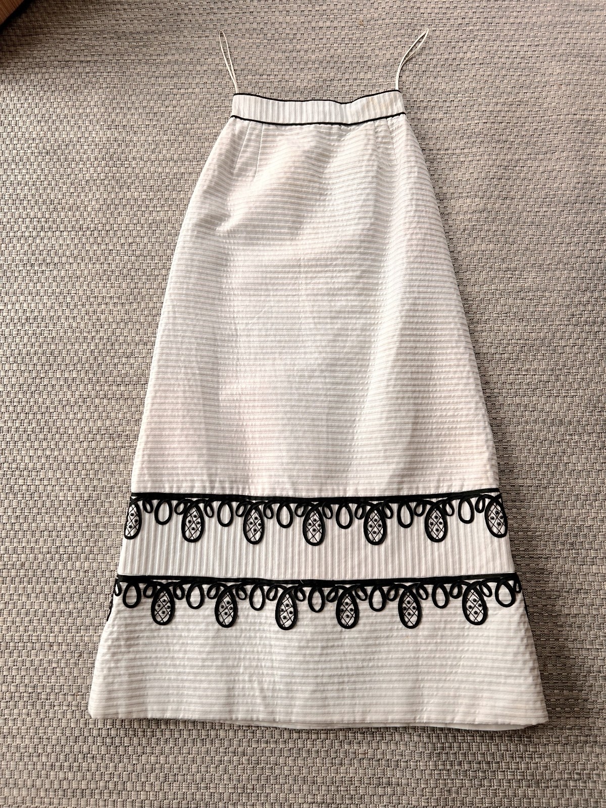 Vintage 1960s 70s Preppy Mod Hostess Maxi Skirt Palm Royale Black/ White sz S