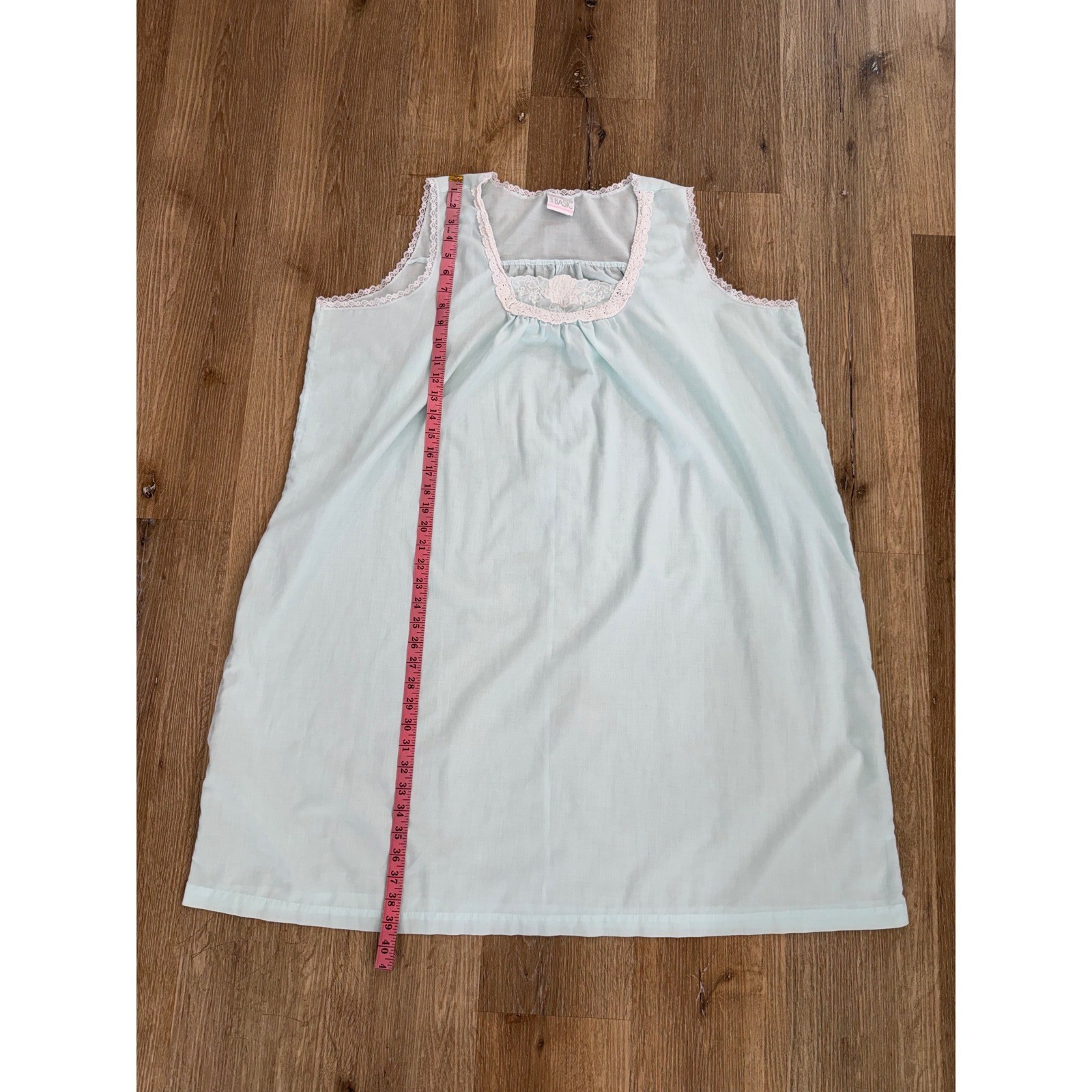 Simply Basic Coastal Nightgown Women XL Aqua Lace Trim Sleeveless Vintage