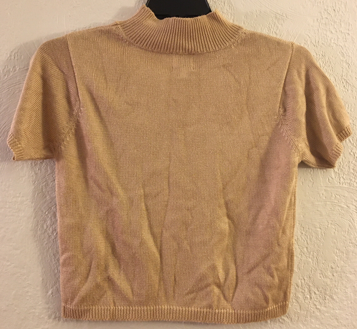 Vintage 1970’s Fia Italia Handloomed Gold Short Sleeve Sweater Size Small