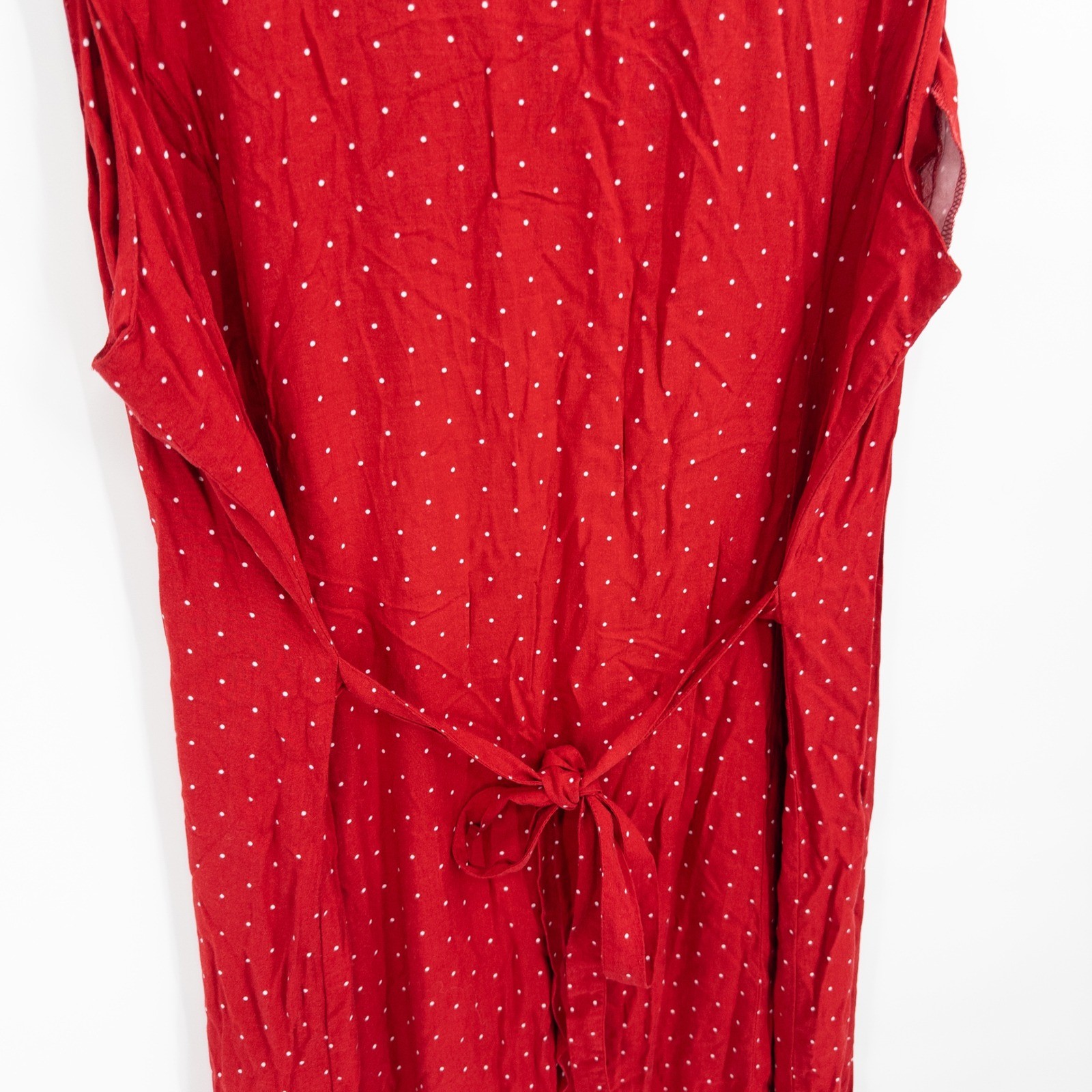 Vintage 90s Dress 1X Red Polka Dot Button Front Butter Mom Teacher Miss Honey