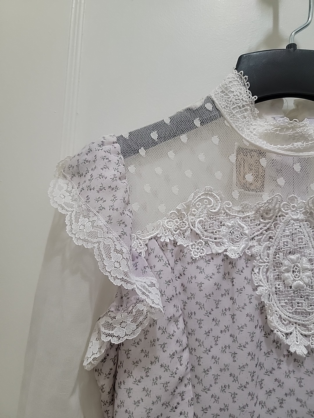 Pale Purple Floral Vintage Gunne Sax Dress Victorian Prairie 1970’s Girls 12