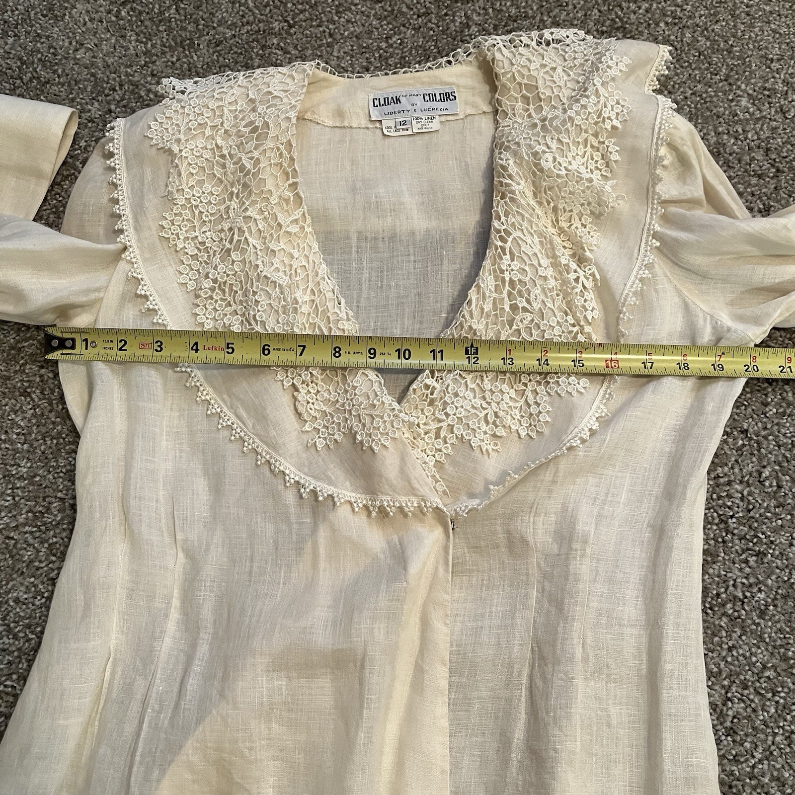 VTG Cloak of Many Colors Women’s 10 Linen Midi Skirt Set Ivory Crochet Victorian