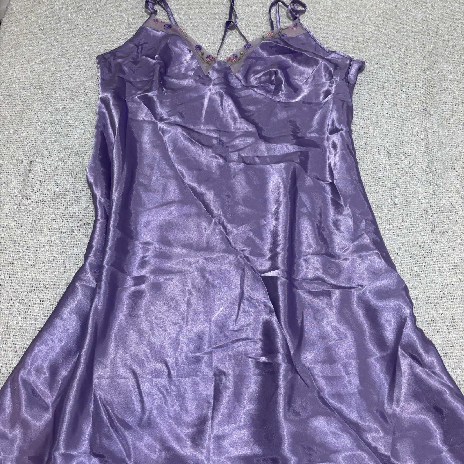 Vintage California Dynasty 80s Cottagecore Slip Gown Sleep Slip Floral Lace Y2K