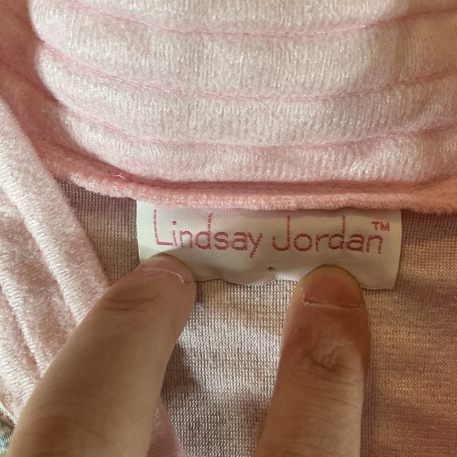 VINTAGE Lindsay Jordan Pink Velour Caftan Robe Sz S USA Made Sequin Trim #351216