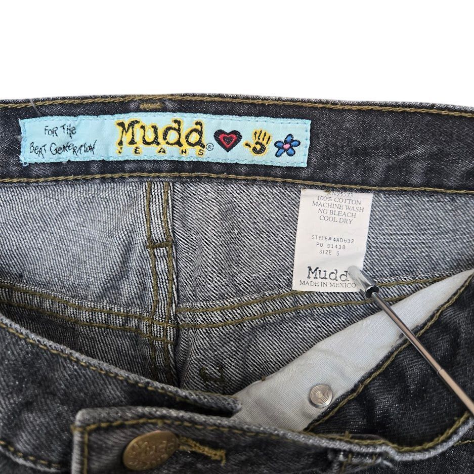 Mudd Vintage Y2K Gray Straight Leg Jeans Beat Generation Collection Juniors Sz 5