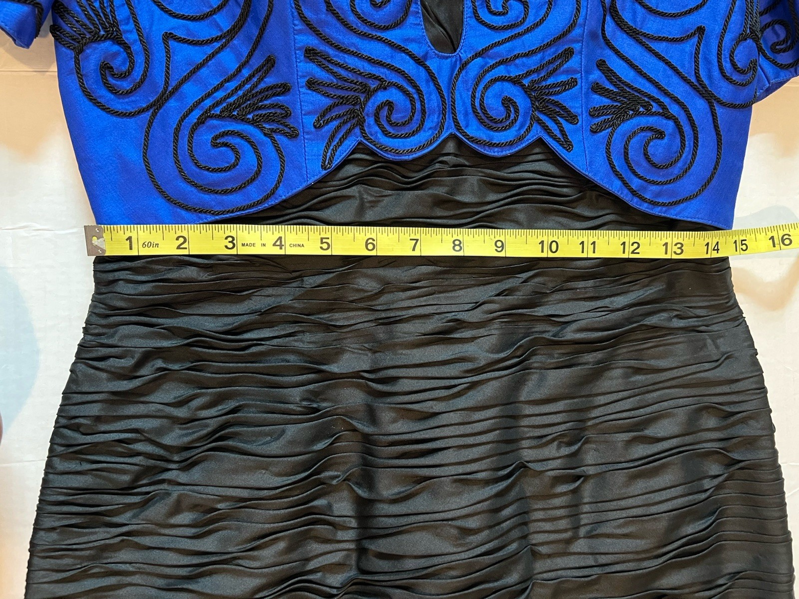 Vtg Khanitha Saks Fifth Avenue Thai Silk Dress Sz 6 Black & Royal Blue Dress