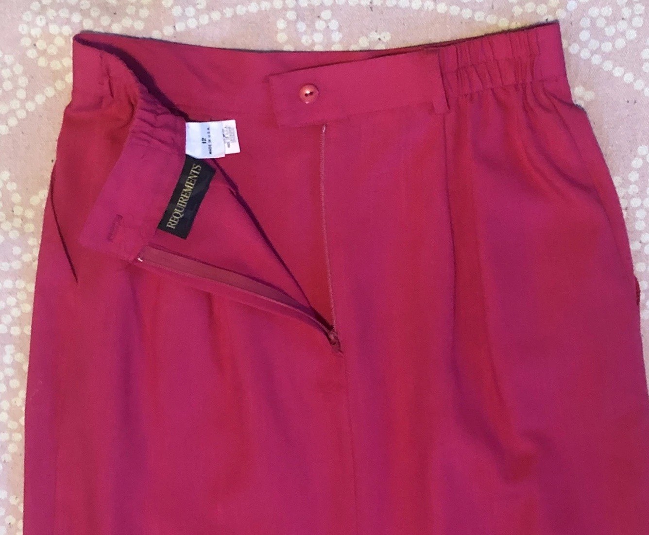 Vtg Requirements Sz 12 Hot Pink Fuchsia Midi Aline Skirt Retro Pleated Pockets