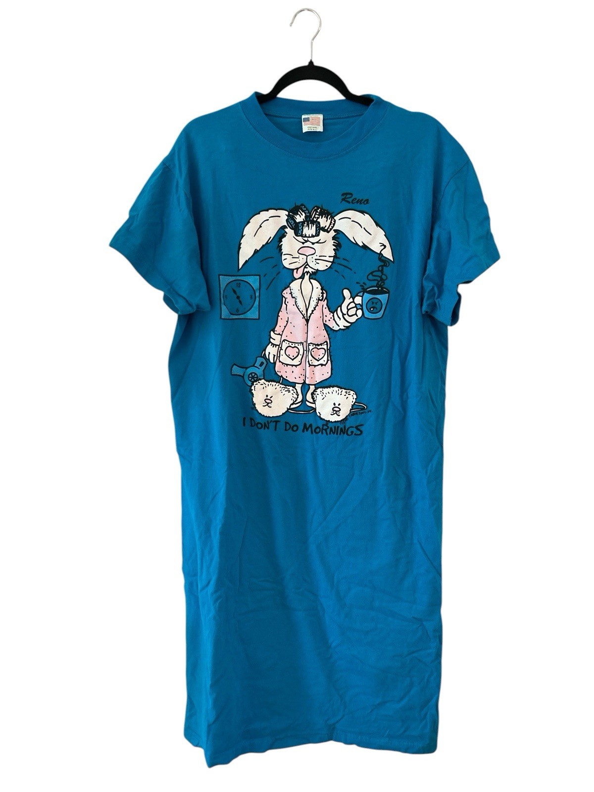 VINTAGE 1988 Blue Reno, NV. Oversized Nightgown One Size Novelty Grannycore