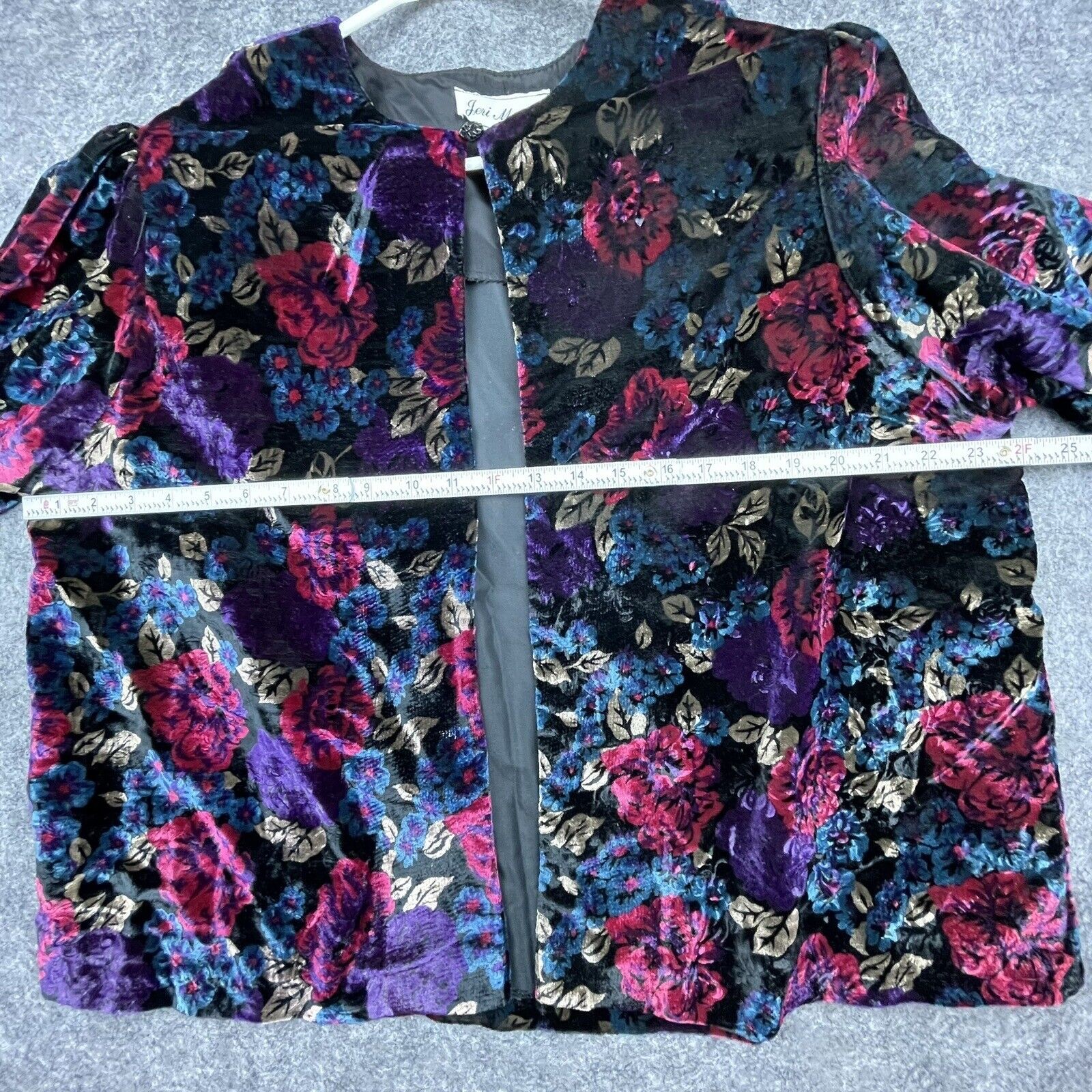 Vintage Jeri Marque Blazer Womens 38 Floral Velvet Capelet Lux Rich Bold 90s