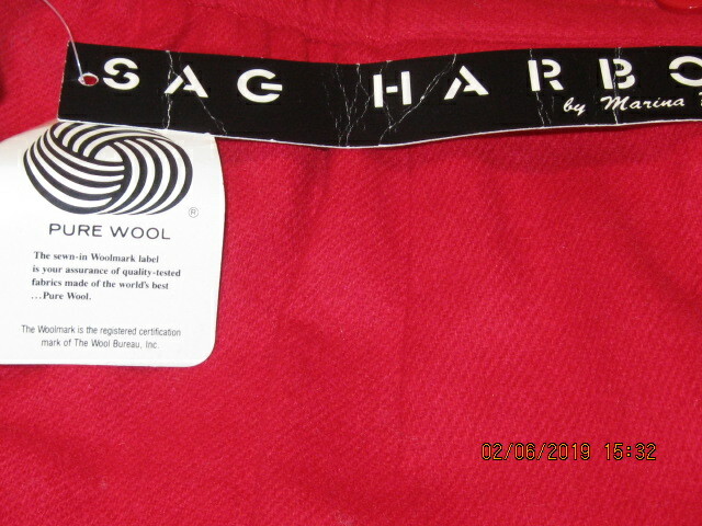 NWT SAG HARBOR BRIGHT RED WOOL SKIRT SZ 14 W 28.5