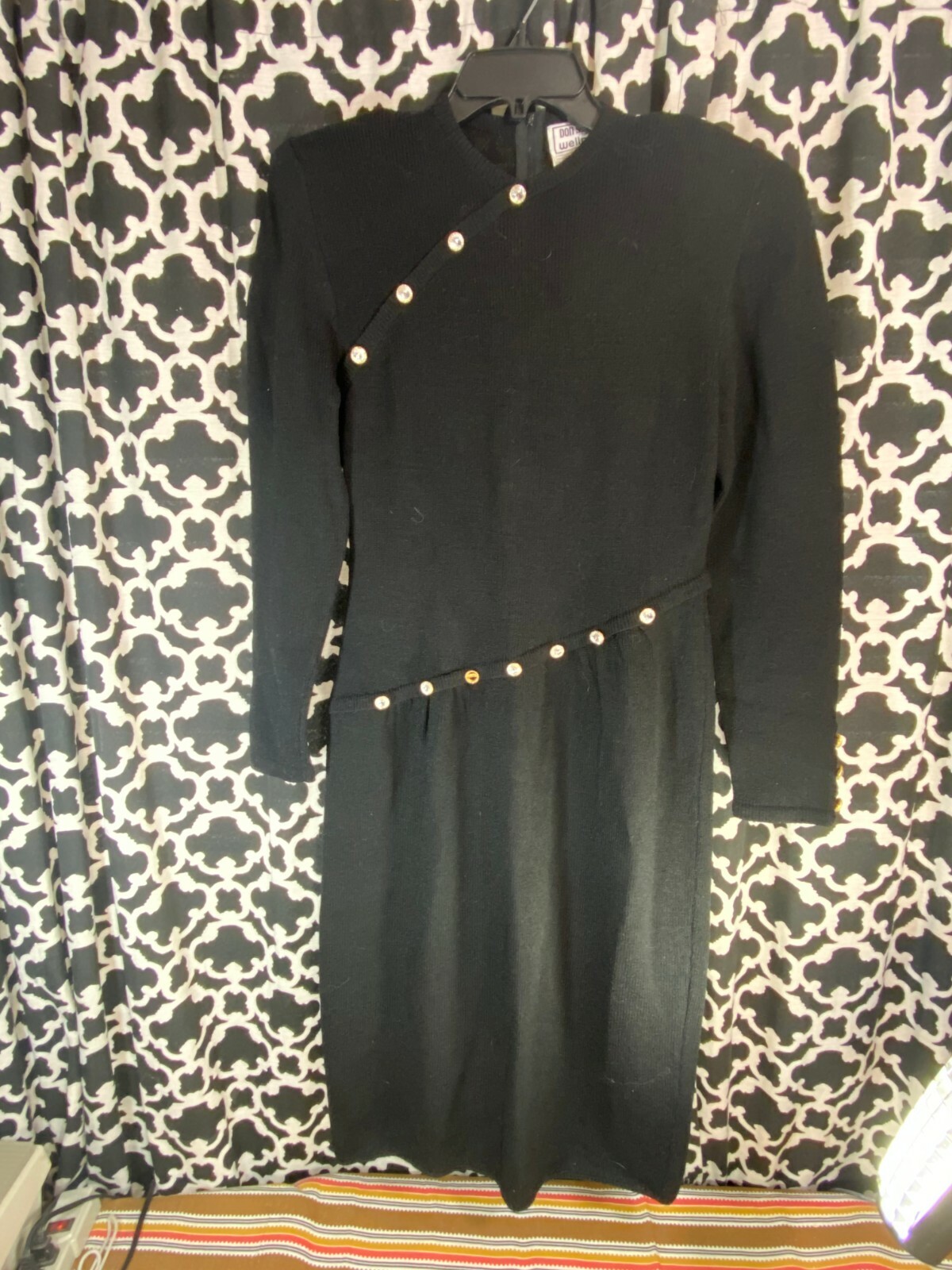 Vintage Don Sayres for Wellmore Black Bejeweled Santana Knit Dress – Sz. 12