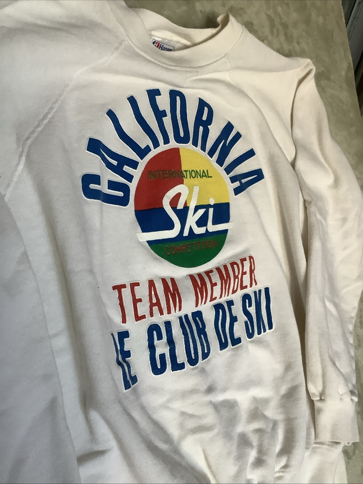Hanes Vintage California International Ski White Women’s XL Made In USA Sweater