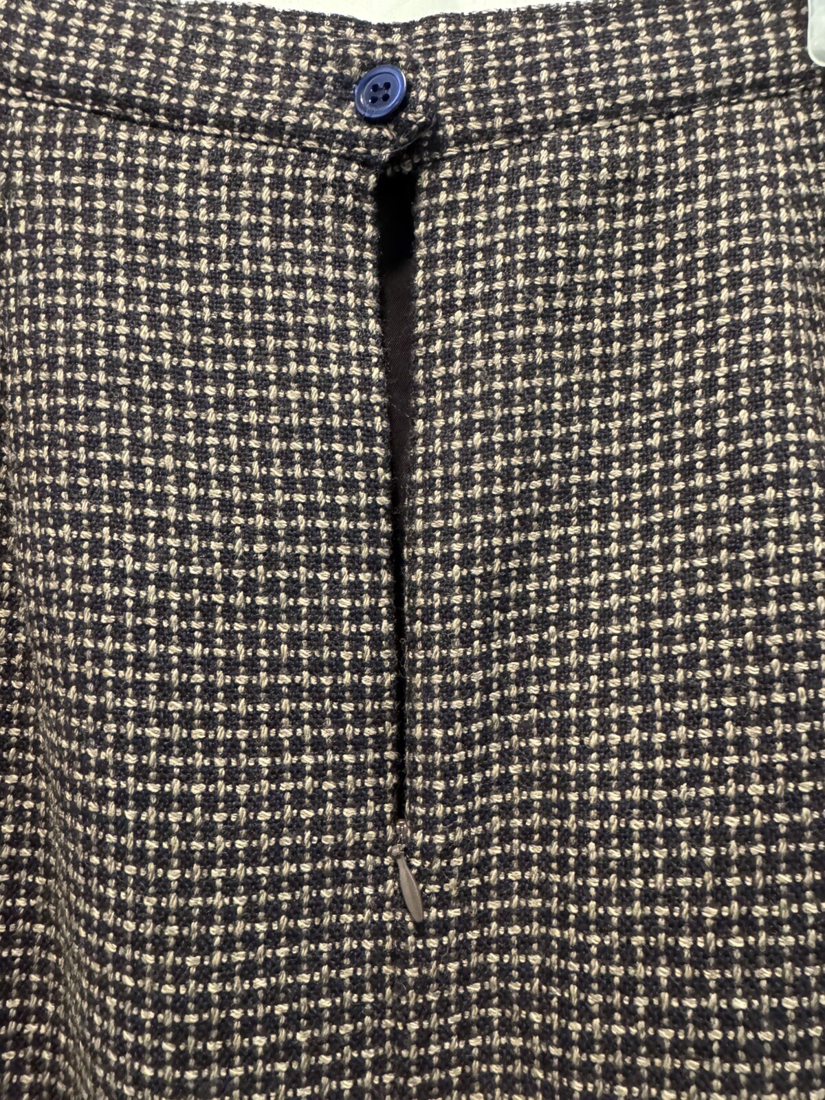 VTG JH Collectibles Plaid Black Skirt SZ12 100% Wool Pleats Back Button Zip DW1