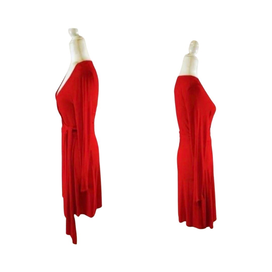 Midi Wrap Around Knit Dress Long Sleeve Vintage Moda International