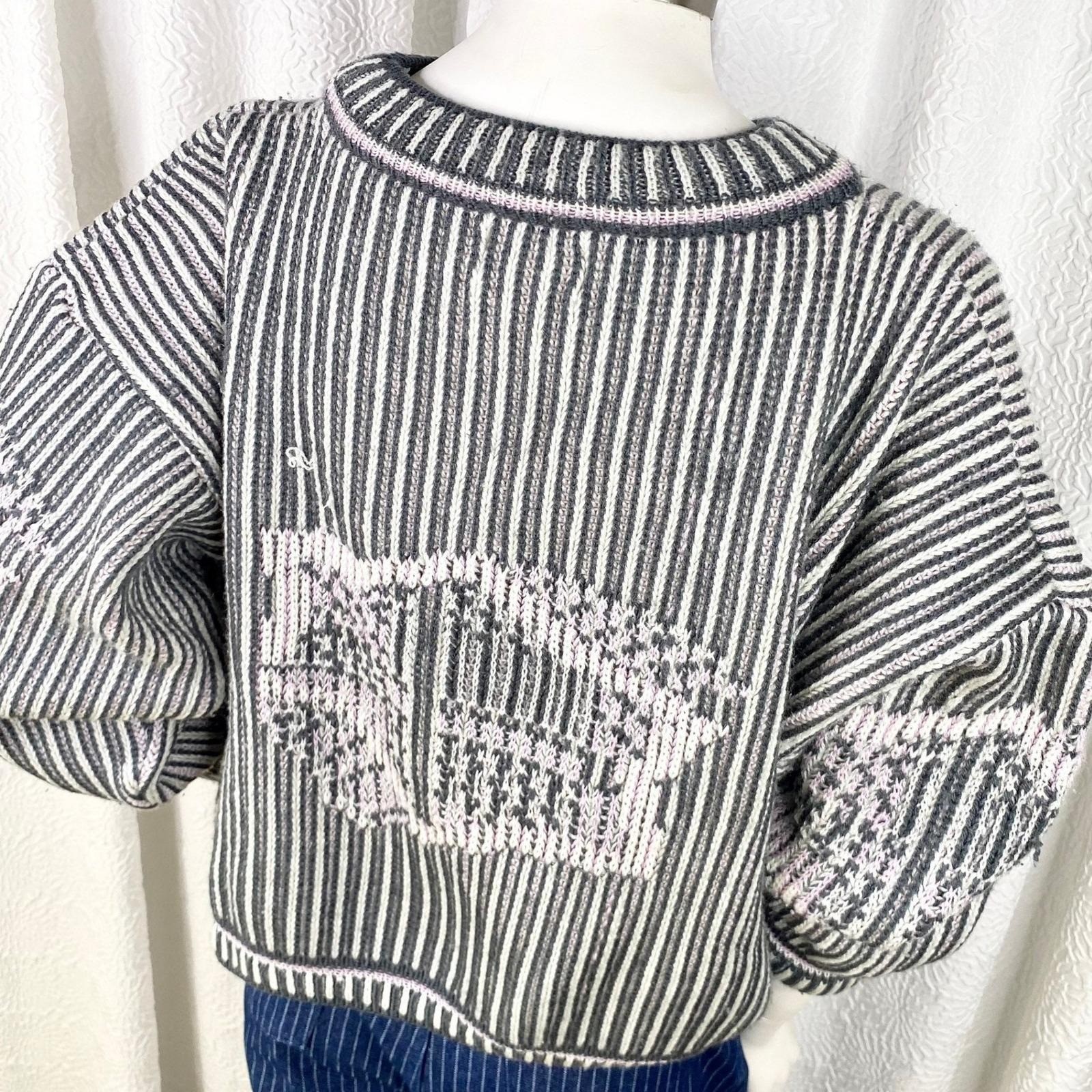 Vintage Unionbay Wool Blend Sweater, Striped Chunky Knit, Y2K Crop Top, Size L