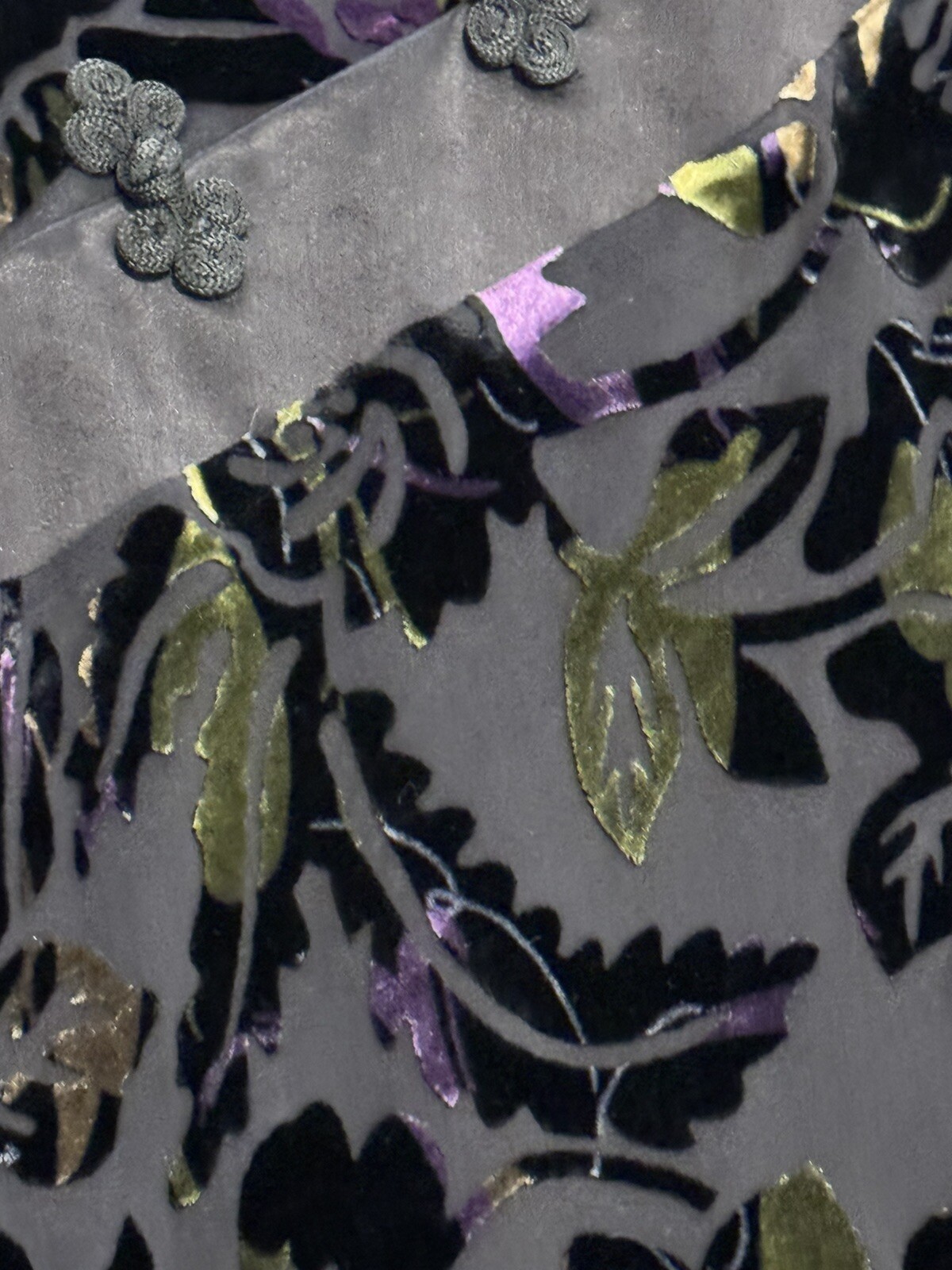 Citrine Vintage 90’s Y2K Asian Inspired Silk Velvet Burnout Dress Fairy Witchy M