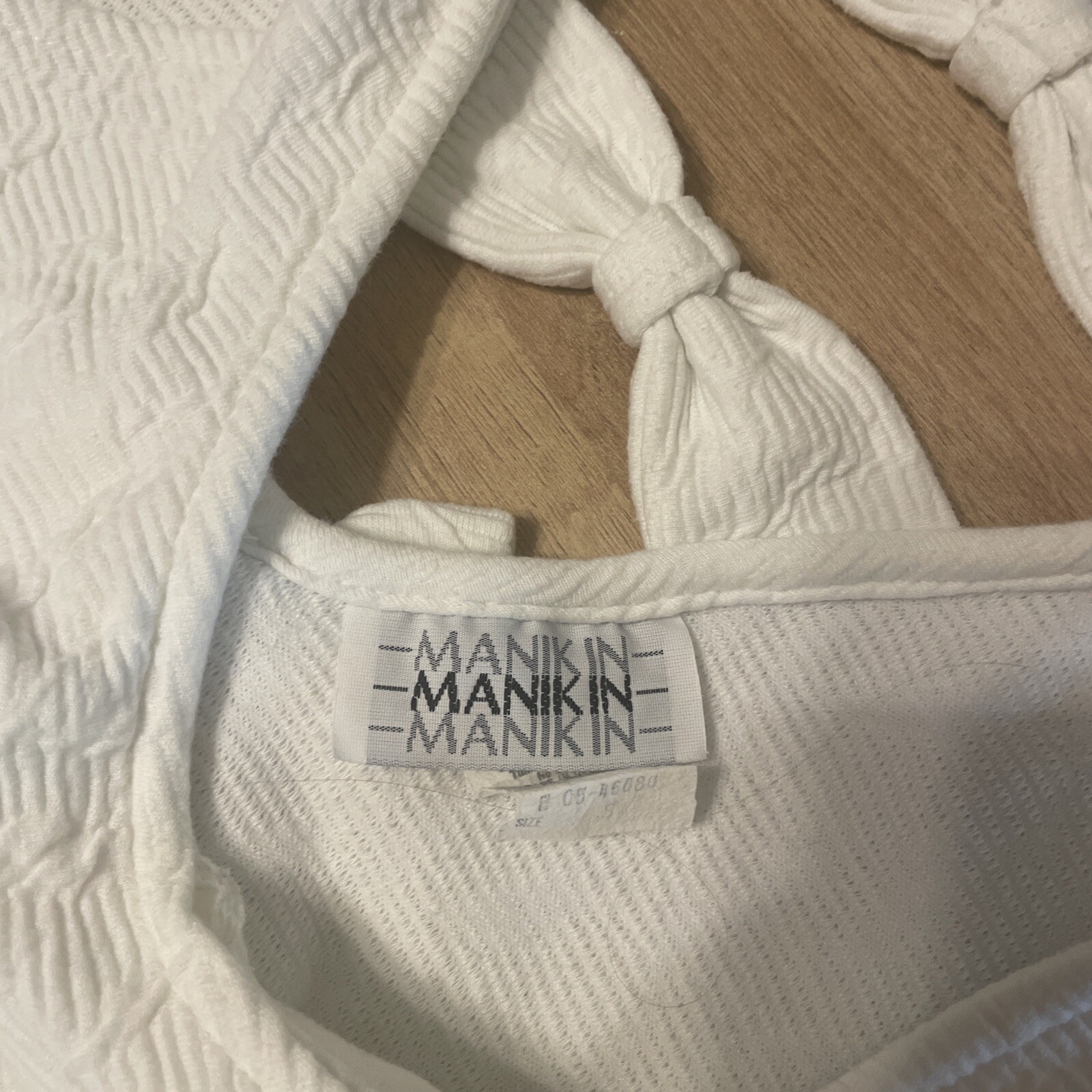 Vintage Manik In Mini Dress Spandex Jacquard Body Con White With Bows Size 2