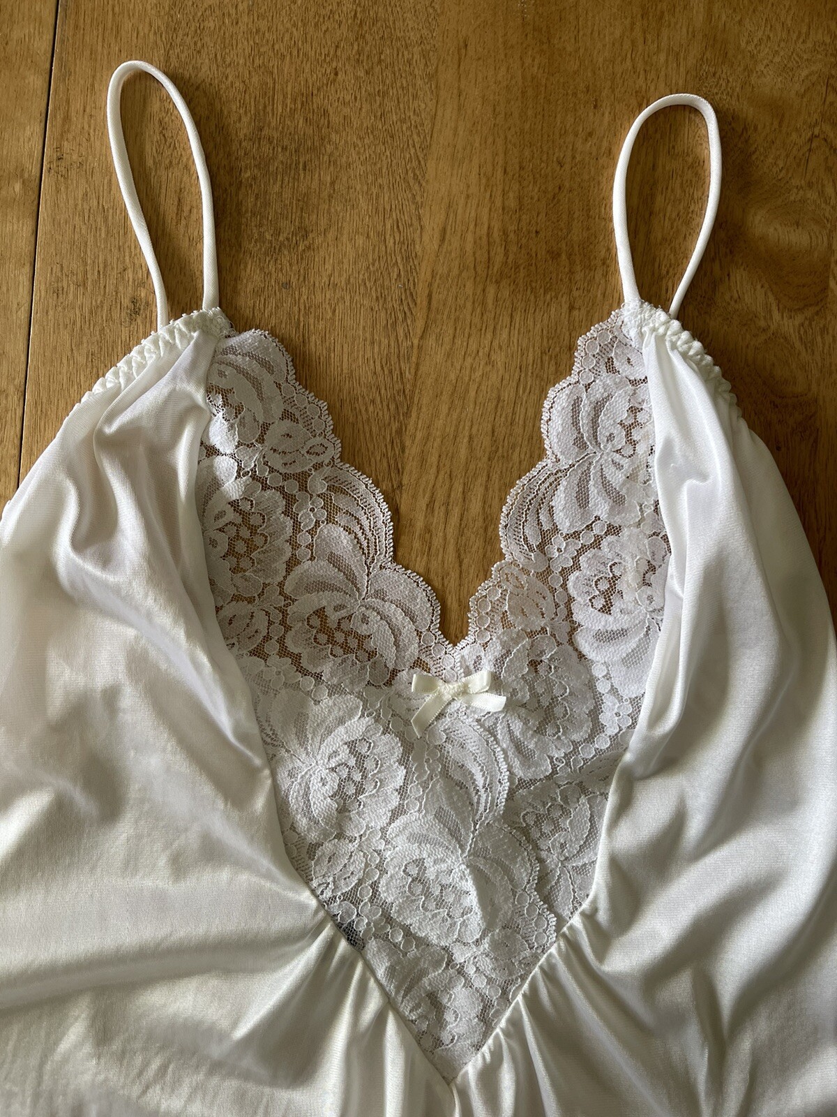 Vintage Darling Lingerie Semi Sheer Nylon Lace Slip Dress Size S Cottagecore