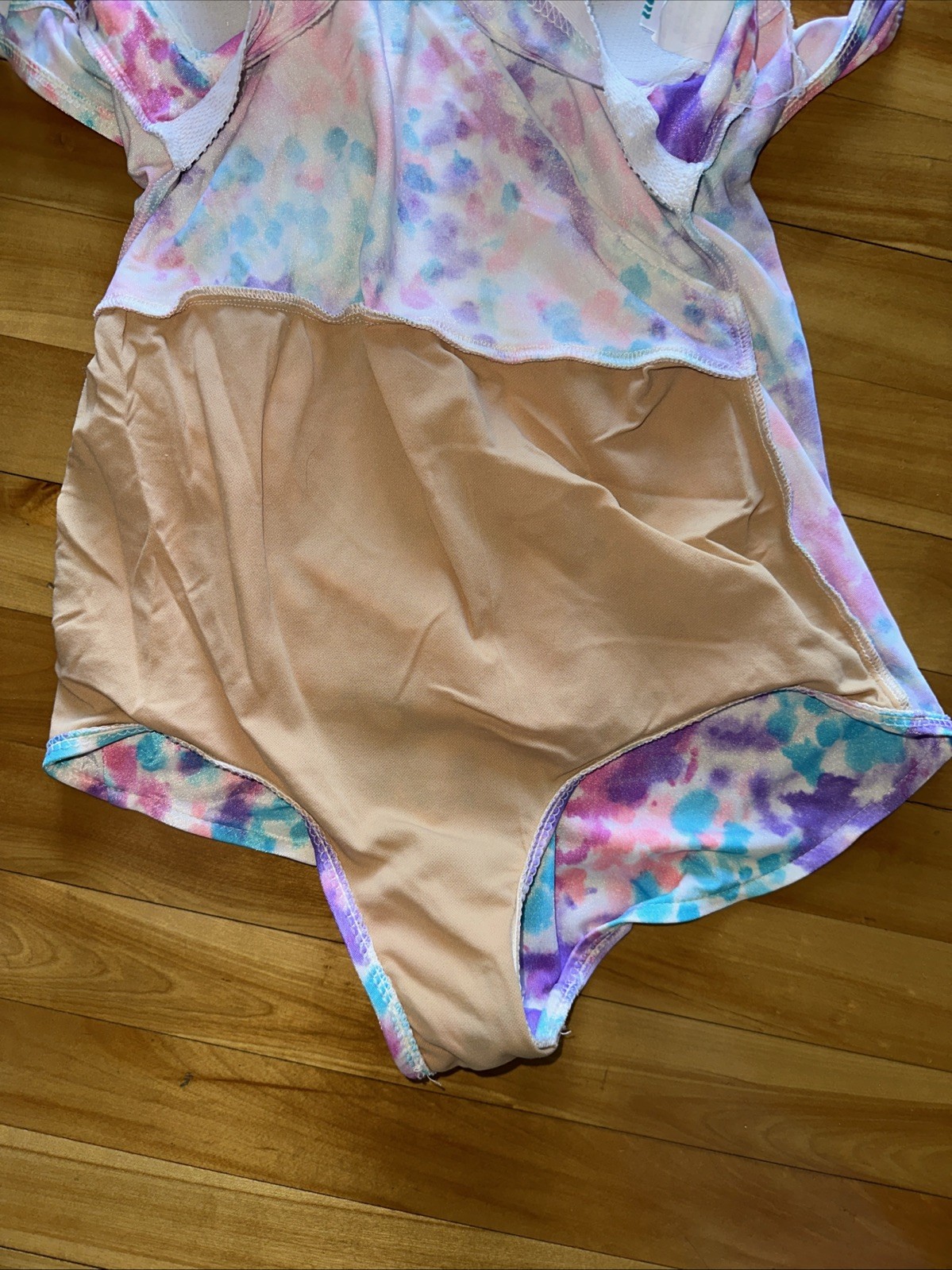 Vintage 80s Ocean View Floral Swimming Suit One Piece Size 16 Built In Cups