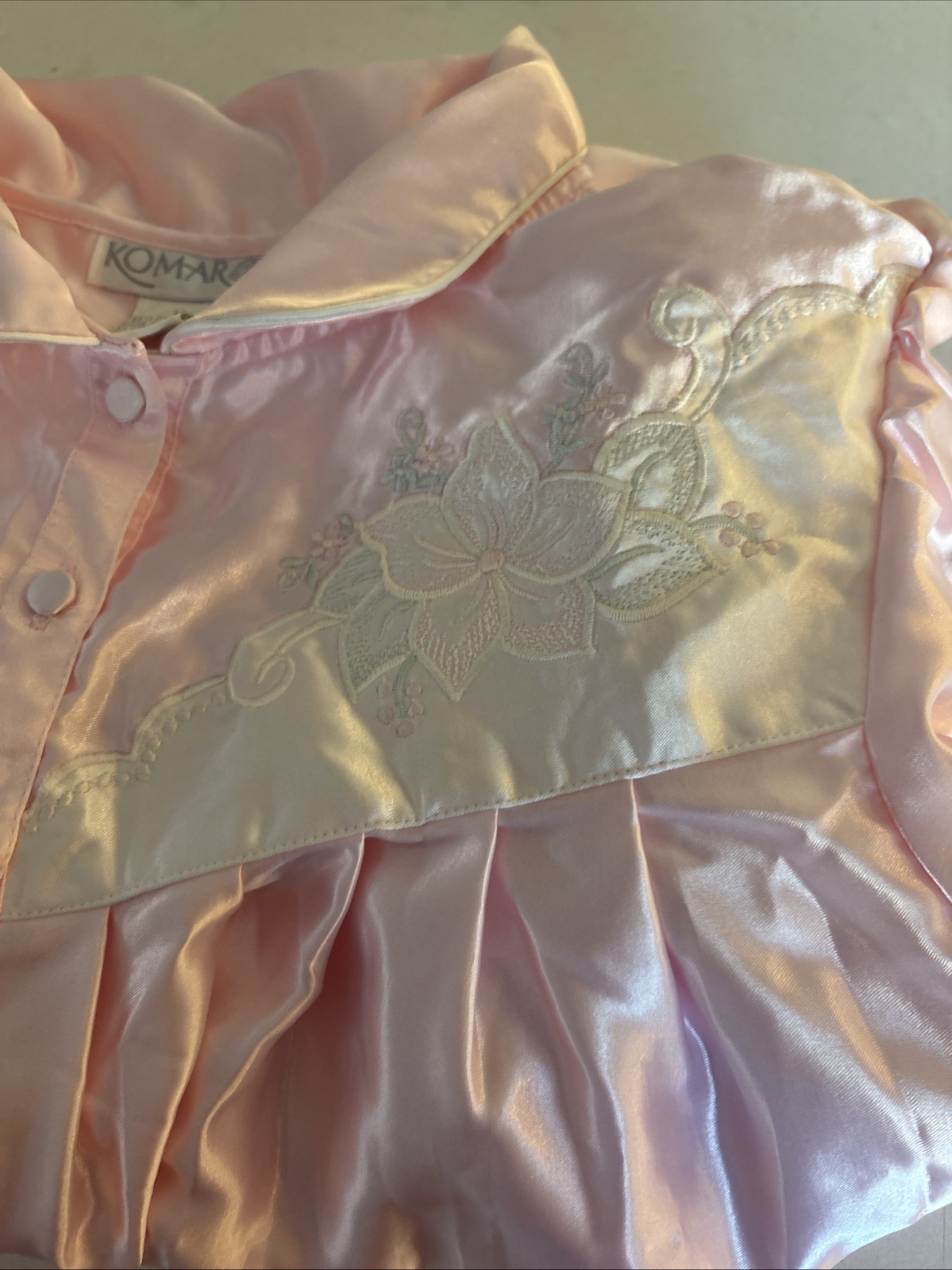 VINTAGE KOMAR Medium Long Nightgown Silky Nylon Pink New Original Tags