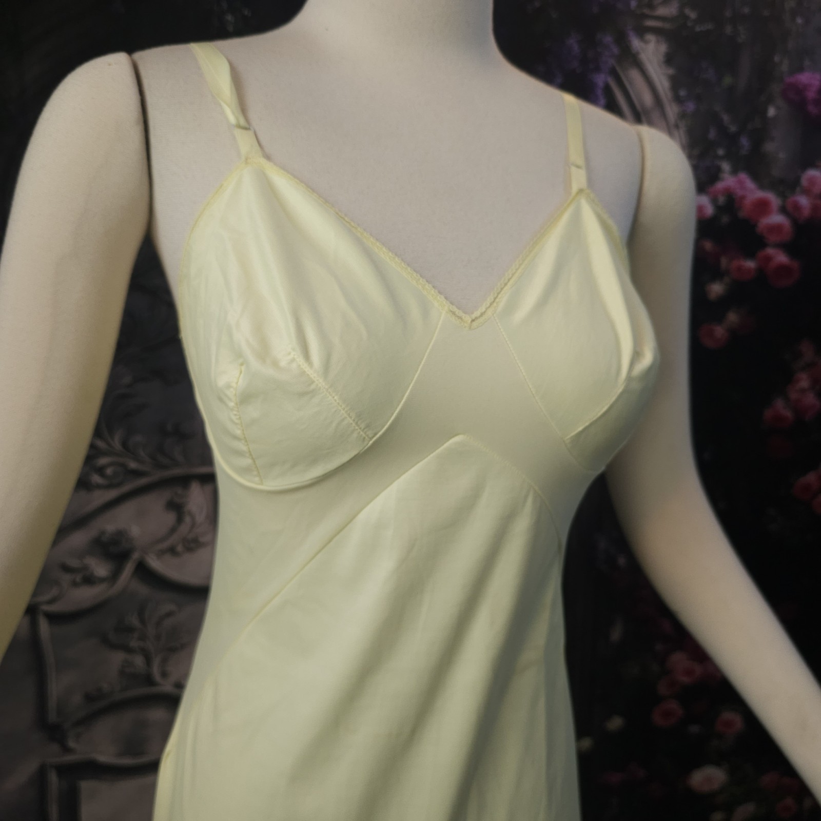 Vintage 1960s Buttercup Yellow Mini Slip Dress Lingerie Nightgown By Gaymode