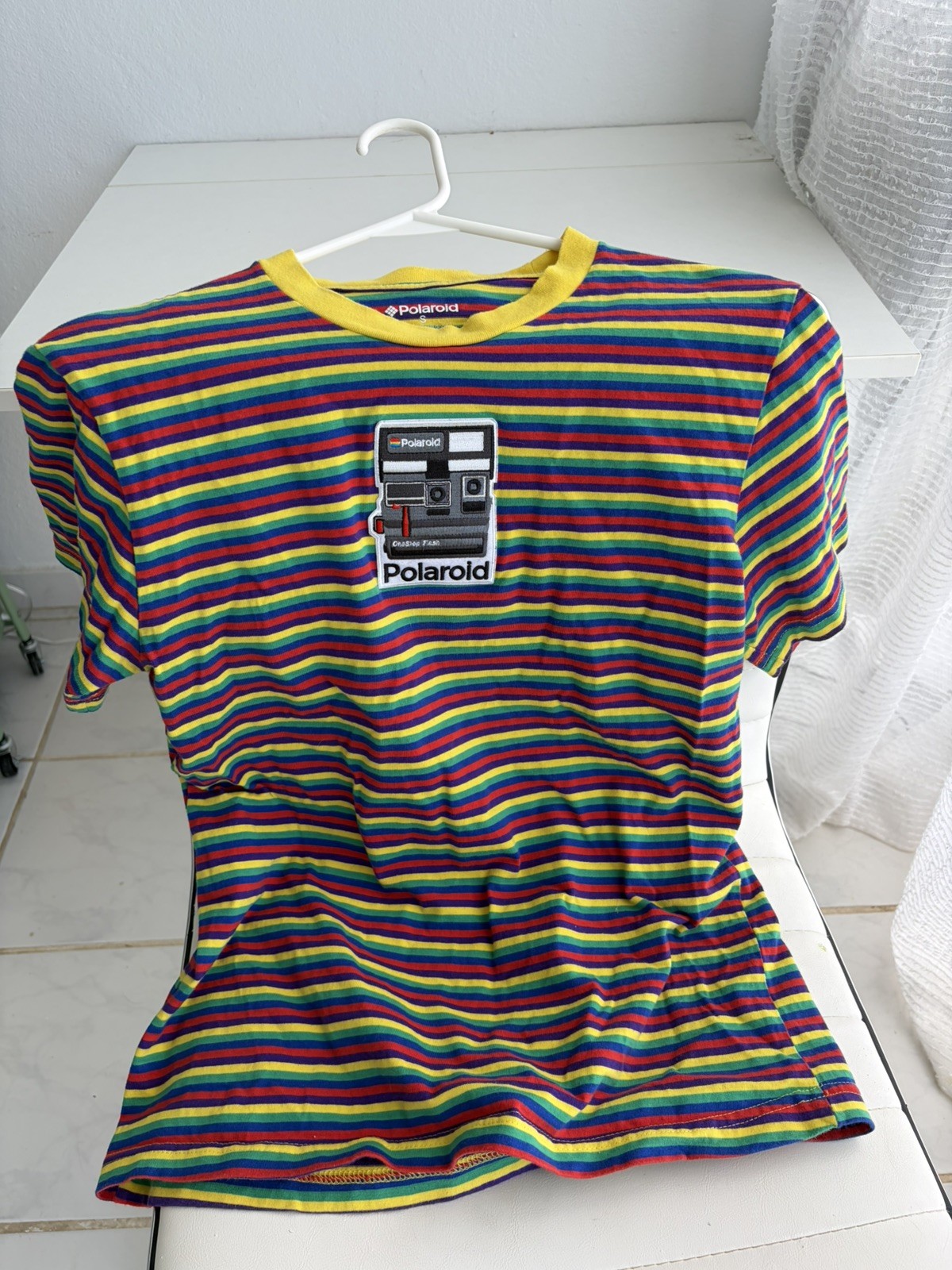 Vintage Polaroid colorful striped shirt small