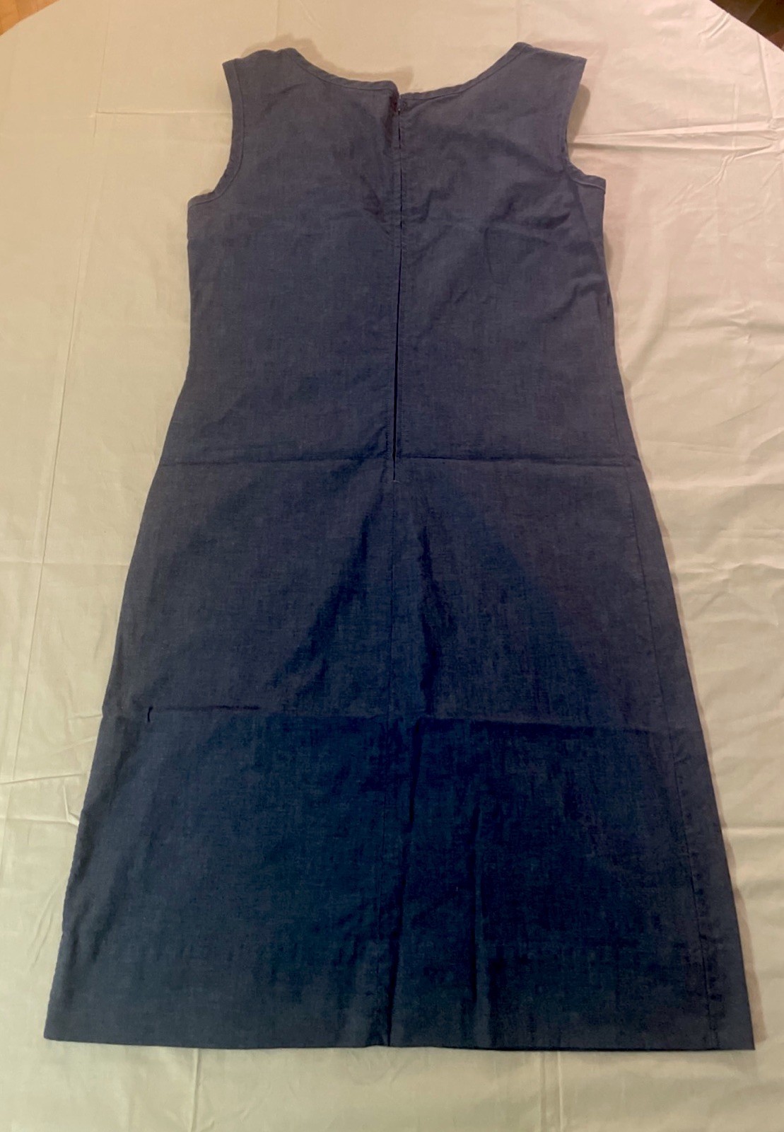 Vintage 60s 70s Katz Shift Dress Chambray Nordic Sunburst Embroidery 34 EUC
