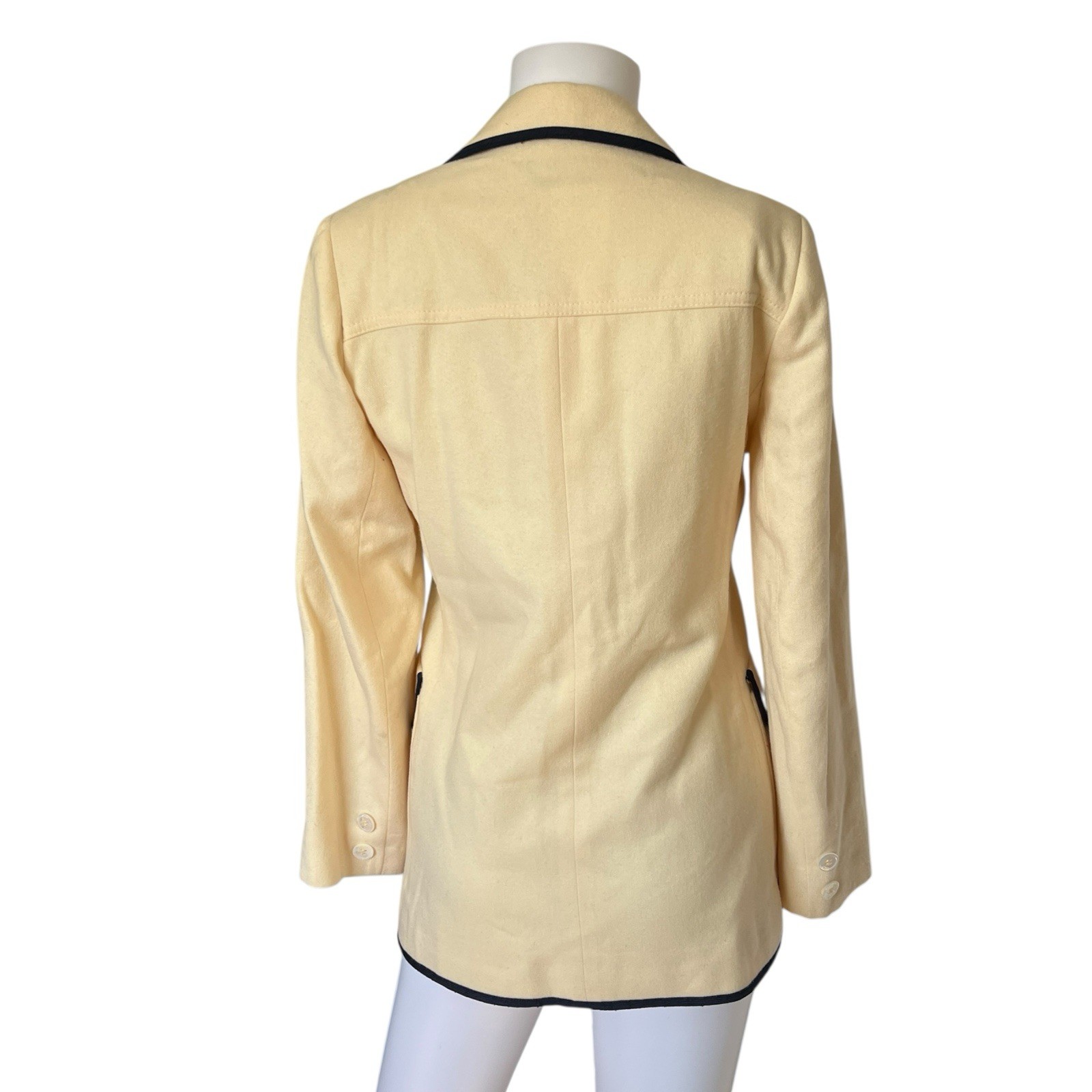Vintage Dalton Wool Blazer Cream Blue Trim Preppy Neutral Womens Size 10