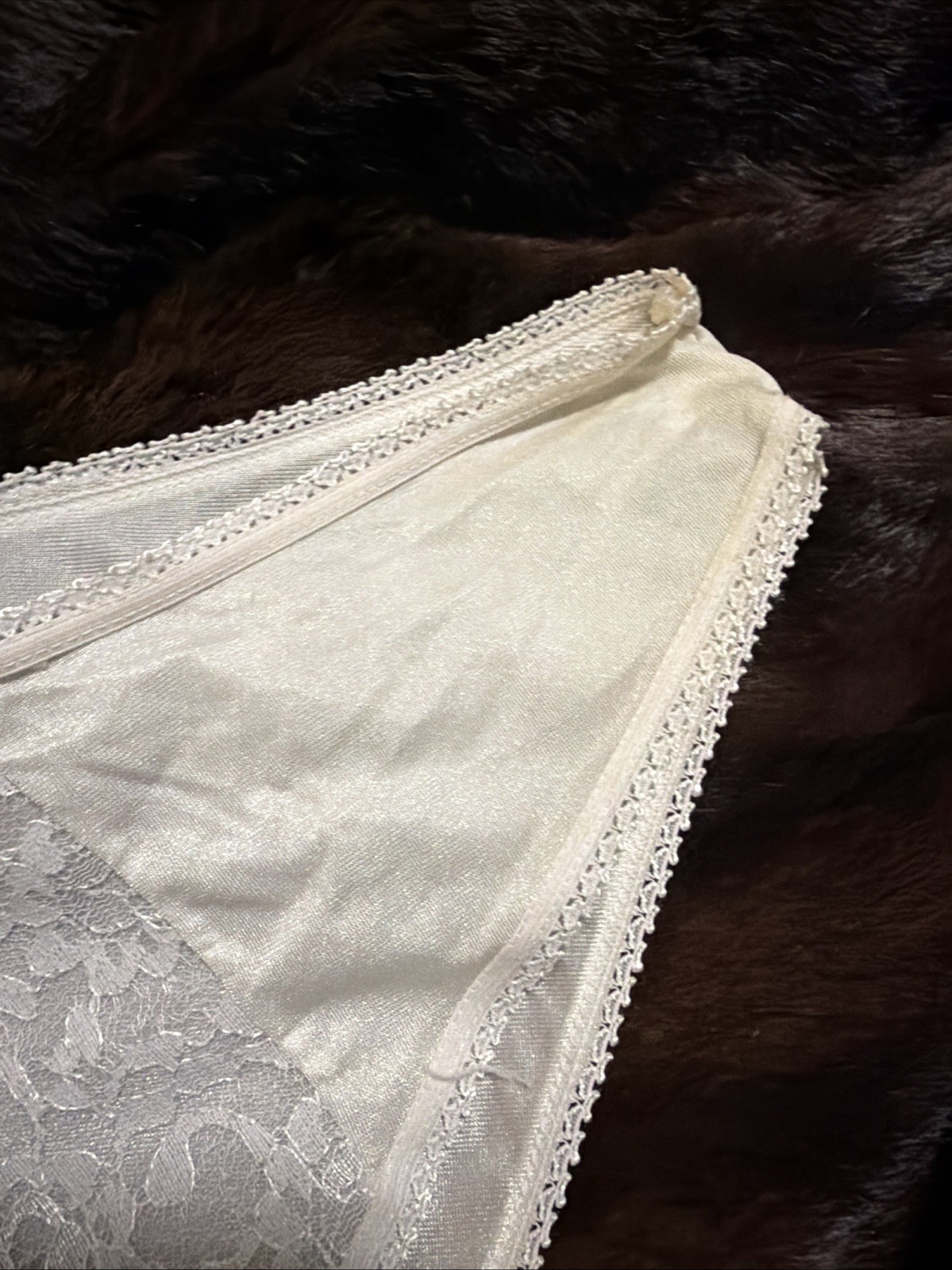 Vintage DONNA LOREN Sheer Mesh Lace Front Hi-Cut XL White Panties Nice