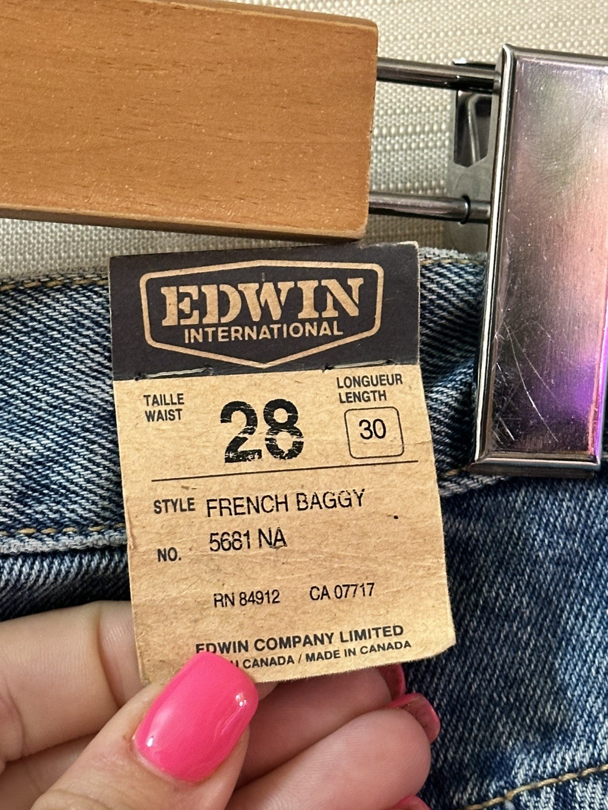 Vintage Edwin French Baggy Jeans Deadstock NWT High Rise Pleated Denim 28×30