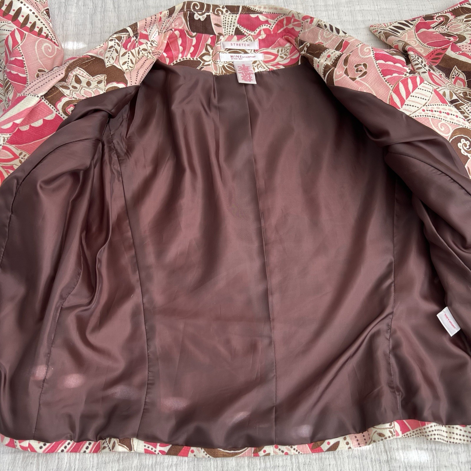 Nine West Vintage Blazer Womens Sz 12 1990s Cotton Cropped Floral Bolero Jacket