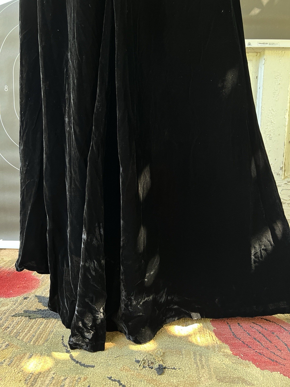 Vintage 40s Silk Velvet Skirt Long Flowy Maxi Metal Zip Snap Hook Gothic