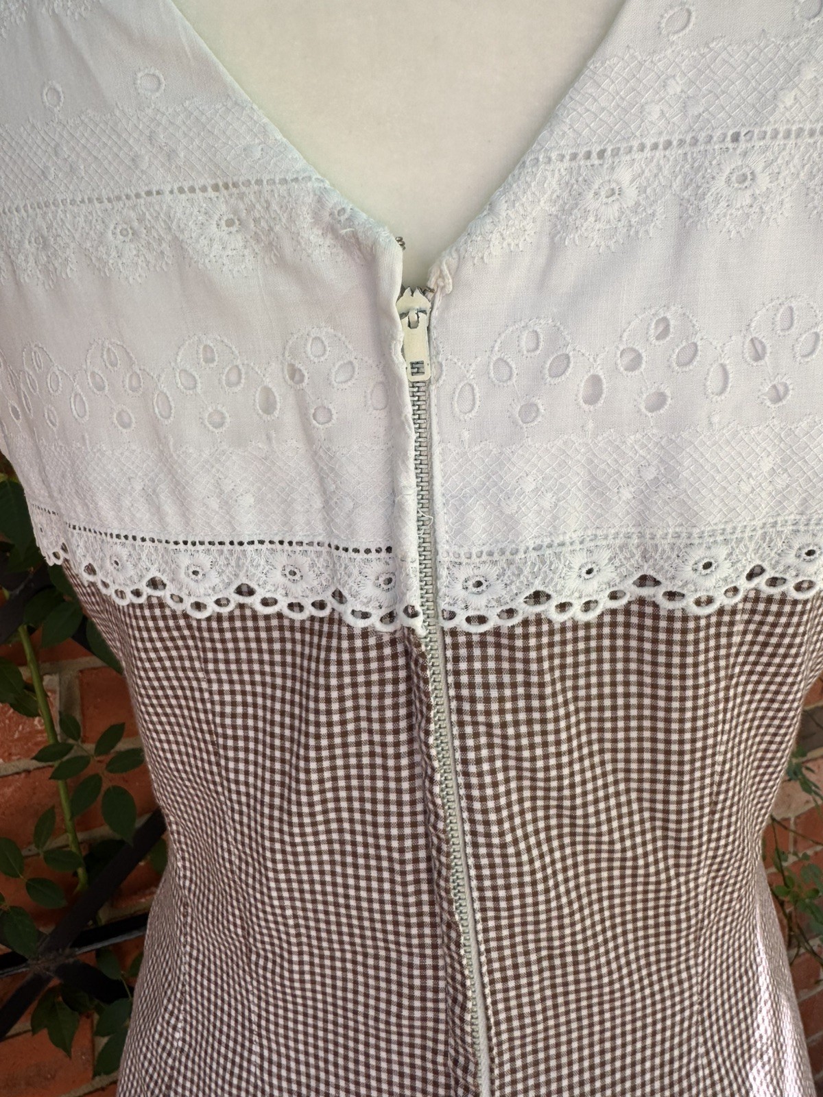 Darling Vintage 1950s Brown Gingham Wiggle Dress Size S