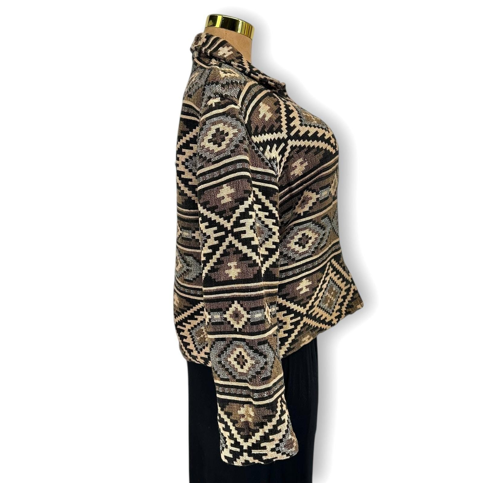 Vtg 90s Chico’s Design Jacket Sz 2 (L/XL) Cotton Tapestry Southwestern Geometric