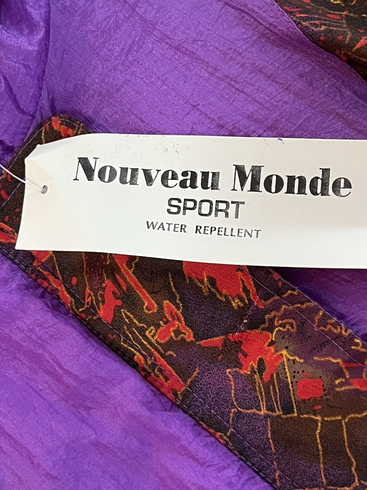 Vtg 80s NOUVEAU MONDE SPORT size 1X Windbreaker Set Purple/multi-colored