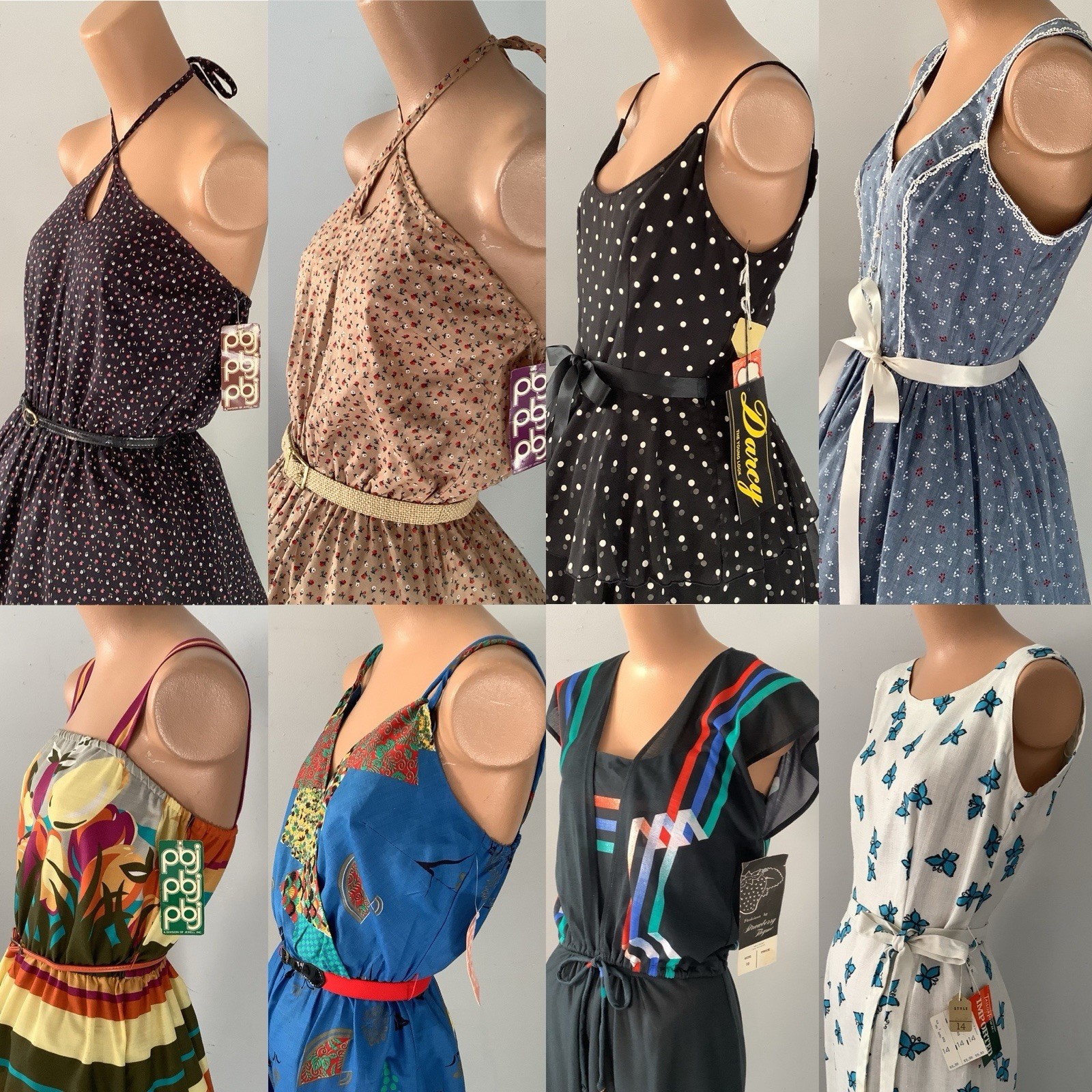 VTG 1970’s PBJ By Jerell Of Dallas Deadstock Ditsy Floral Print Halter Dress