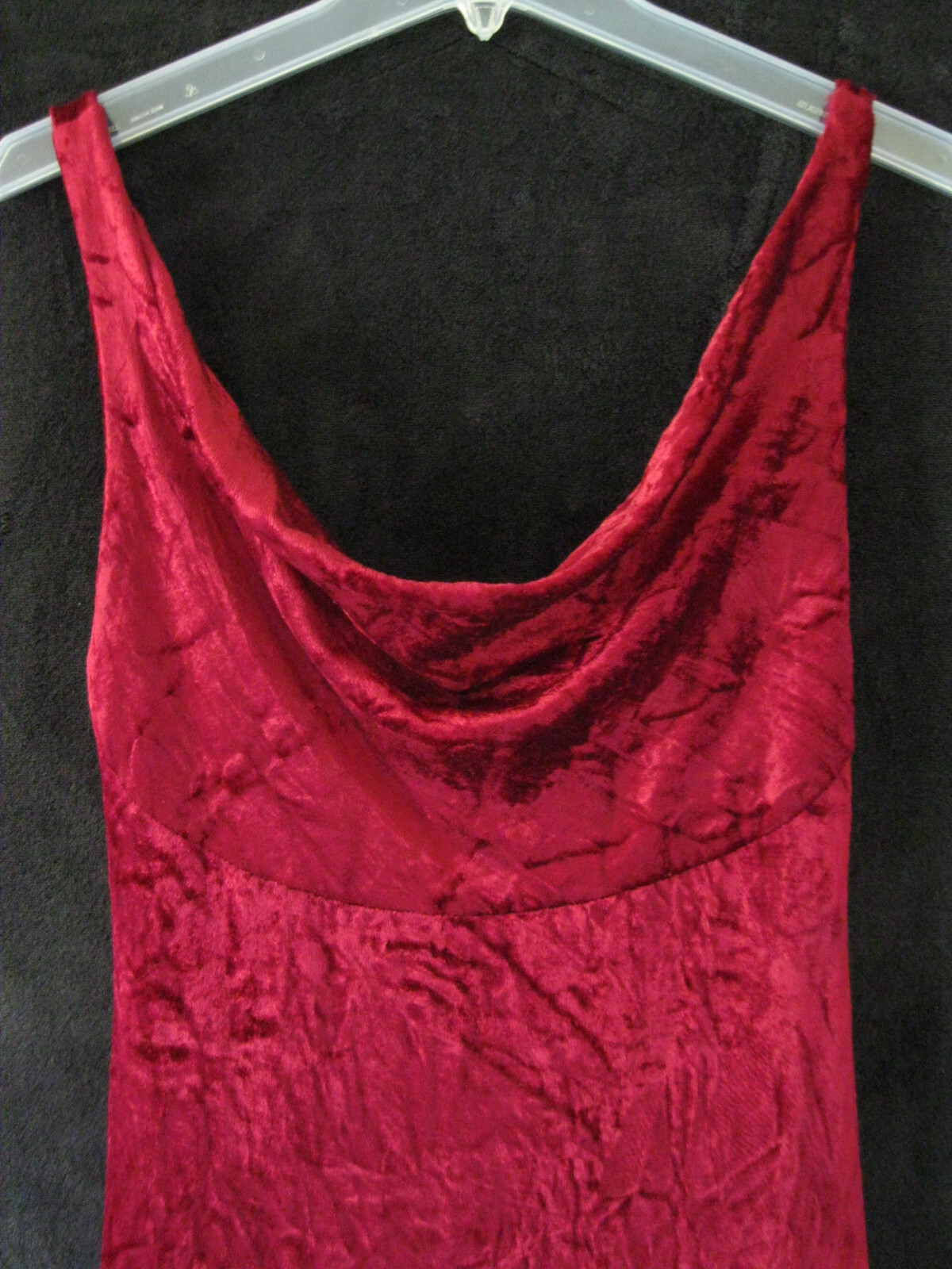 Gorgeous! Rare Vintage Union Made ILGWU Red Crushed Velvet Maxi Dress Gown SEXY!