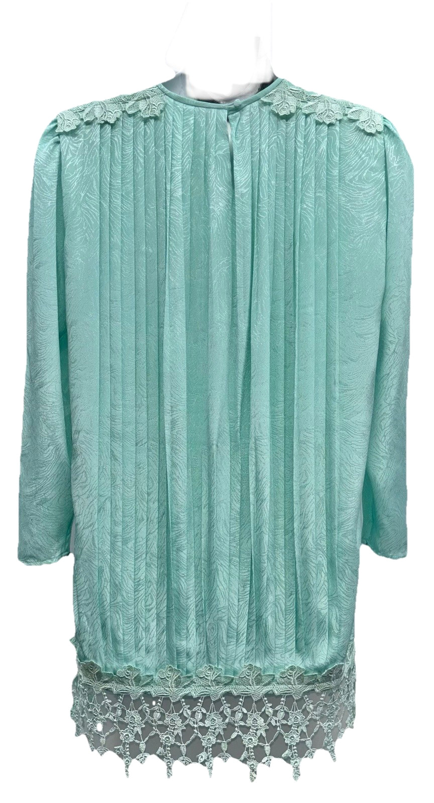 VTG In The Mood Size 12 Button Keyhole Drop Waist Long Sleeve Dress Lace Trim