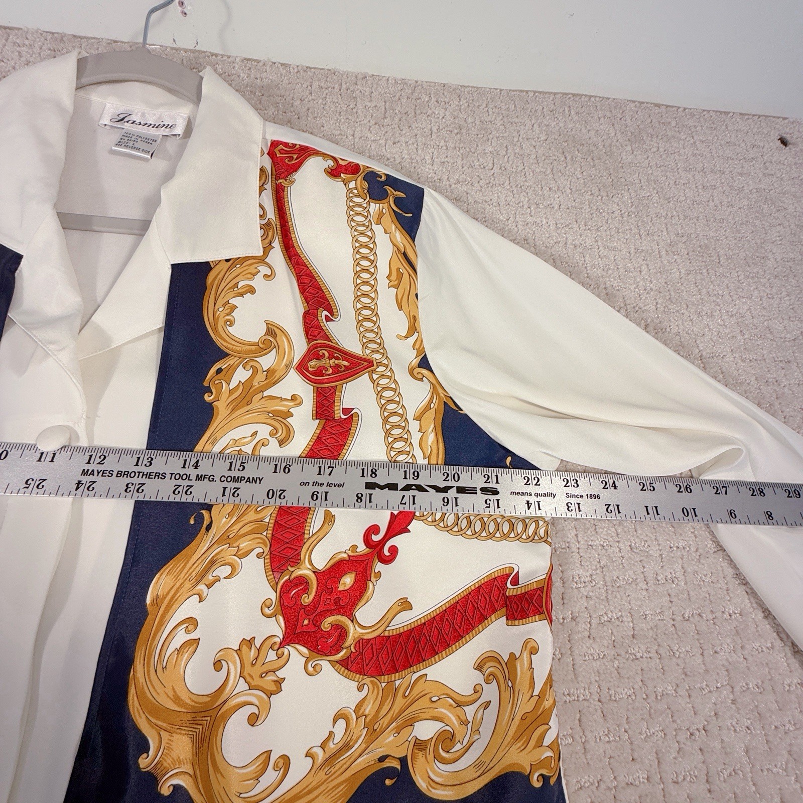Vintage Jasmine Long Sleeve Blouse Women’s Size Large Baroque Regal Sheer Ivory
