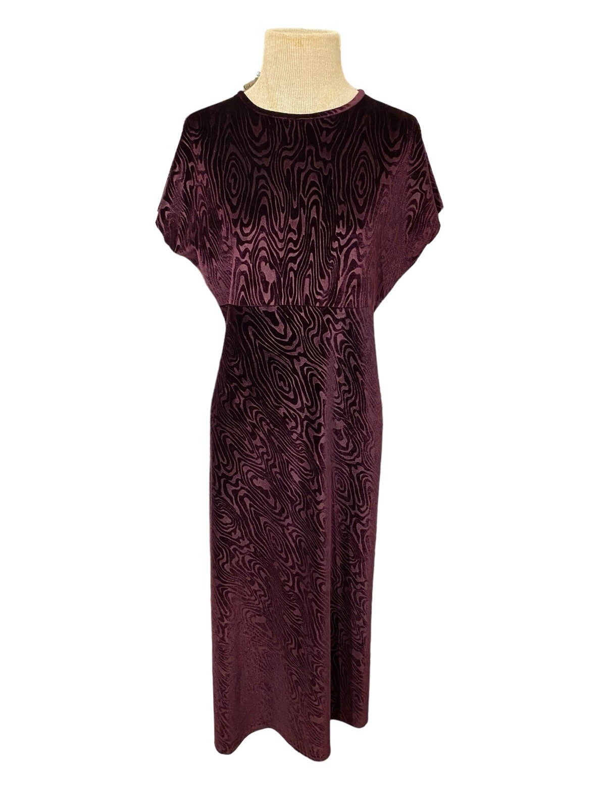 Vintage K.C. Spencer Purple Velvet Swirl Design Maxi Dress Size 12