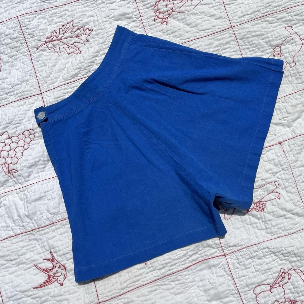 Vintage 1930s ~ 1940s Royal Blue High Waisted Cotton Shorts Side Zip Sportswear