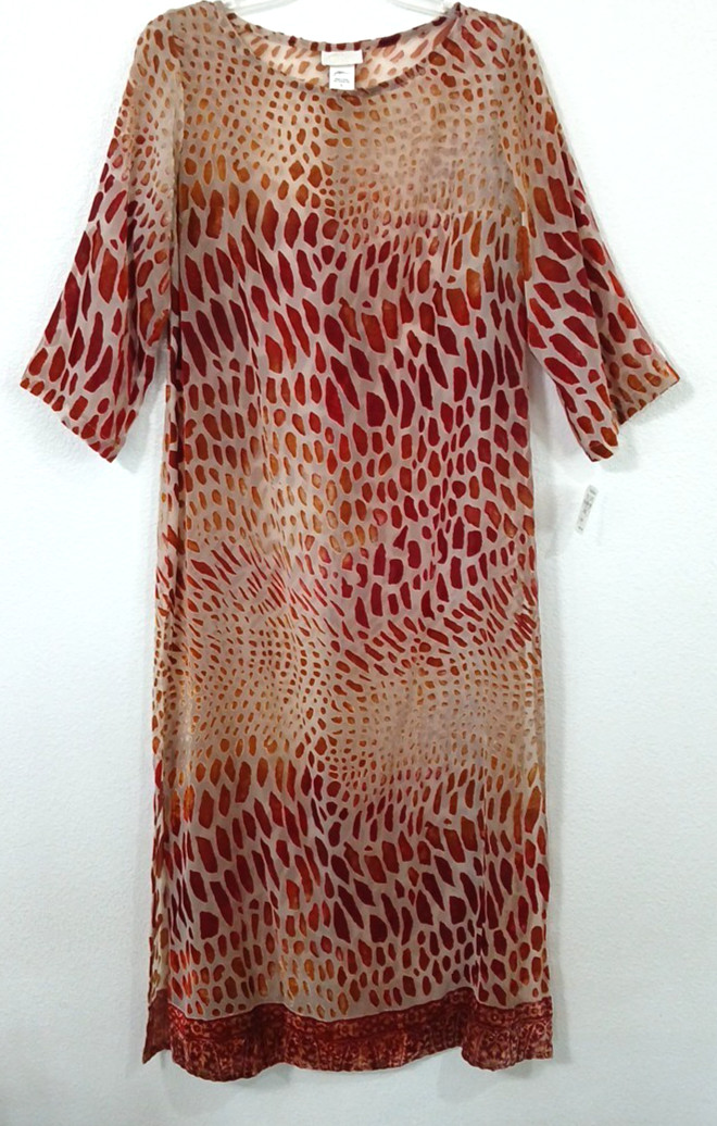 NWT $365 Vintage Gottex Israel Maxi Dress Sheer Mesh Velvet Animal Print Rare L